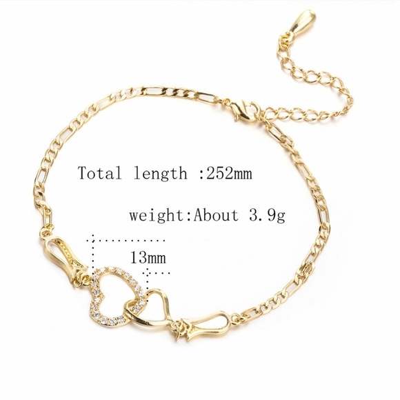 Copper Bracelet Heart Crystal Zircon Bracelet For Woman - Picture 6 of 6